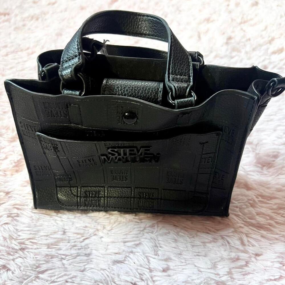 Steve Madden Soft Minimalist Goth Dark Academia Witchy Grunge Edgy Mini Tote Bag - Picture 4 of 6
